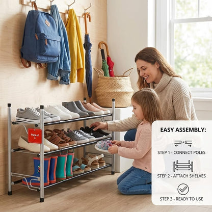 2-Tier Closet, USTECH Shoe Rack Organizer - Sturdy Shoe Storage Organizer for Entryway | Metal Shelf Shoe Rack
