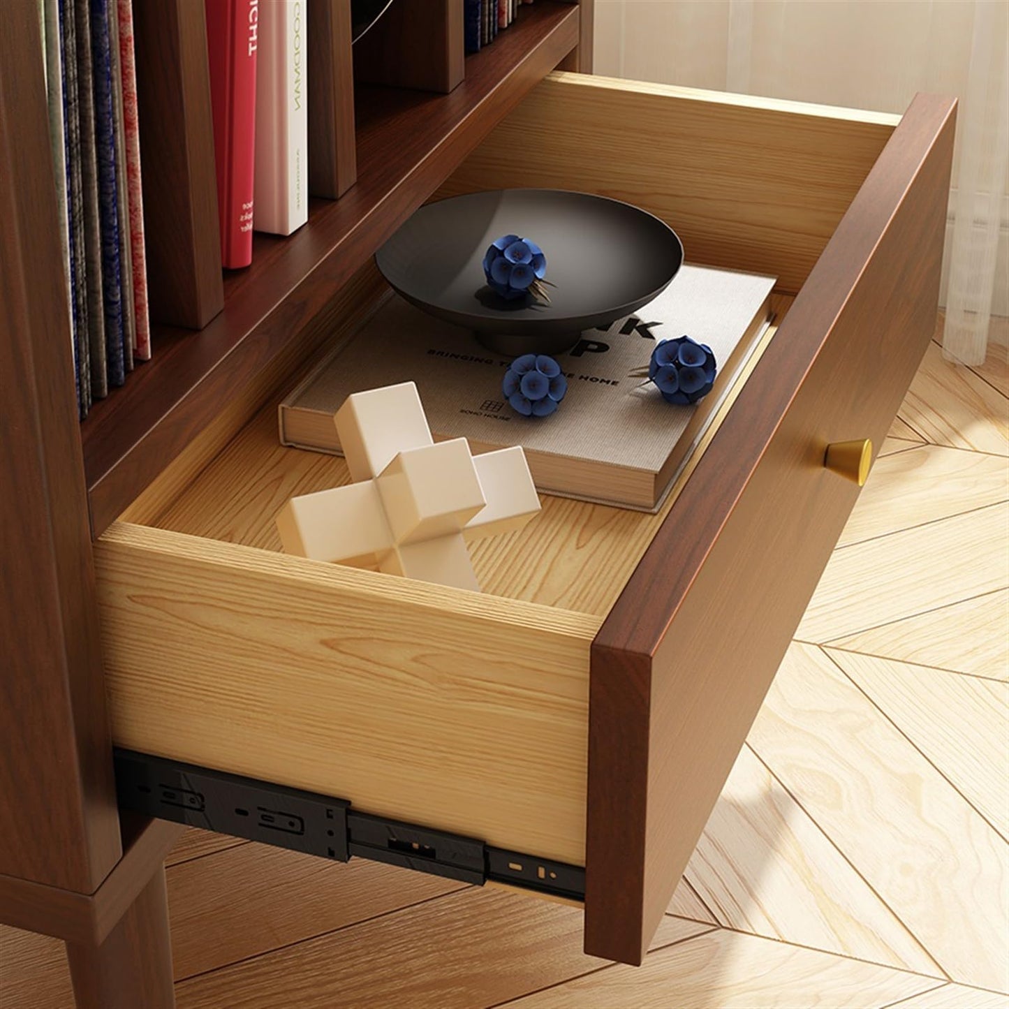 DUHTFCY CD-Holder Solid Wood Vinyl Record Cabinet CD Rack Storage Cabinet Gramophone Cabinet Floor-Standing Small Bookshelf Magazine Cabinet Living Room Side Cabinet Record Player Stand
