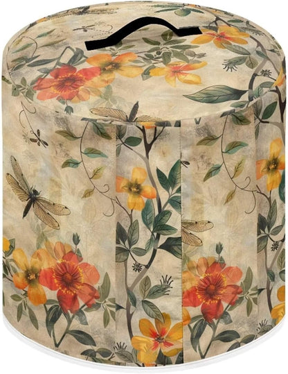 Floral Dragonfly Rice Cooker Cover, Waterproof 3 Quart Dust Cover for Kitchen Appliance Accessories