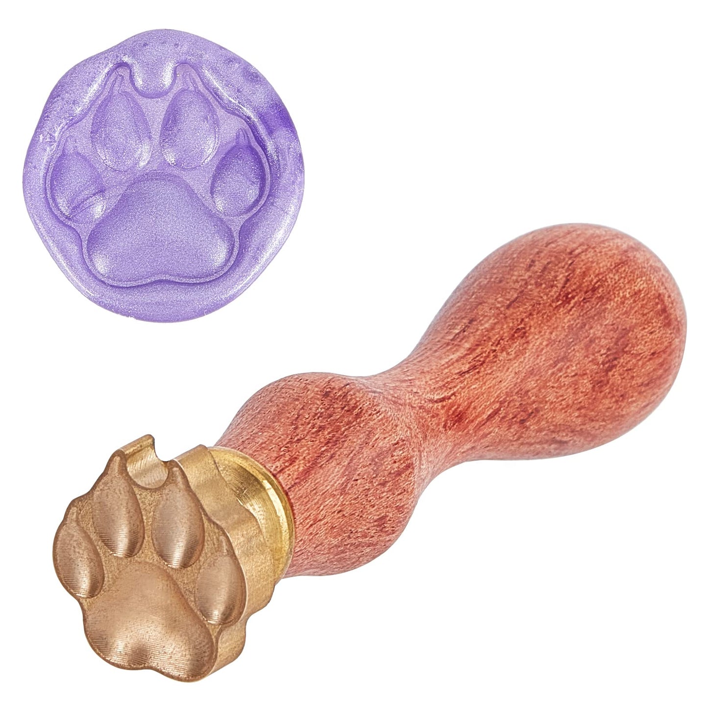 CRASPIRE Pawprint Wax Seal Stamp Paw Print Vintage Sealing Wax Stamps Retro 3D Removable Brass Head with Wood Handle for Wedding Invitations Halloween Christmas Thanksgiving Gift Packing