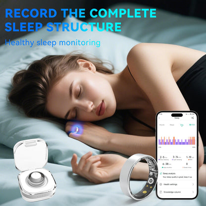 Smart Rings for Women Men,Fitness Tracker Ring,Heart Rate,Blood Oxygen,Blood Pressure,Step Tracker,Sleep Monitoring,No Subscription Fee,IP68 Waterproof Smart Ring for iphone&Android(Silver 8)