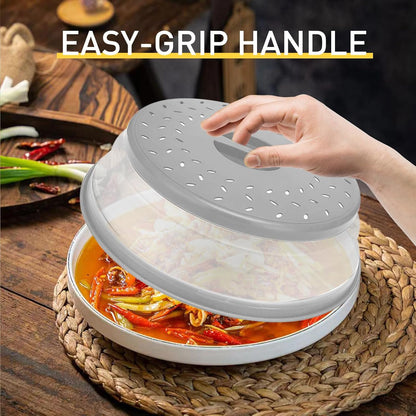 Collapsible Microwave Splatter Cover, Vented Lid with Hook Hole, BPA-Free Kitchen Gadget for Plates