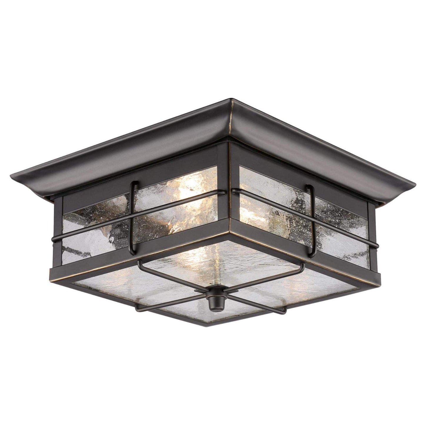Westinghouse 6578400 Orwell 2 Light Outdoor Flush Mount Fixture in Oil Rubbed Bronze and Clear Glass, 6578400