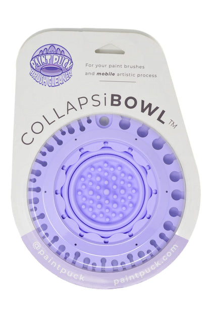 Paint Puck CollapsiBowl Paint Brush Cleaner Rinse Cup (Purple) - Collapsible Paint Water Cup & Brush Cleaner with Brush Holder, Squeegee Lips & Drip Tray for Acrylic, Watercolor & Art Supplies