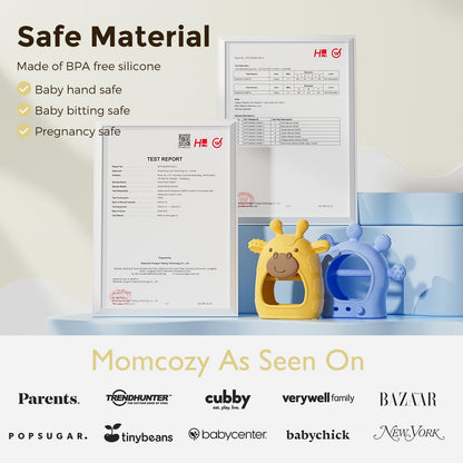 Momcozy Baby Teether Toys | Baby Teething Toys | Baby Teething Relief | Food Grade Silicone Teether Baby Toys | Baby Teether 0-6 Months | Teething Toy 6-12 Months | Baby Essential | Yellow