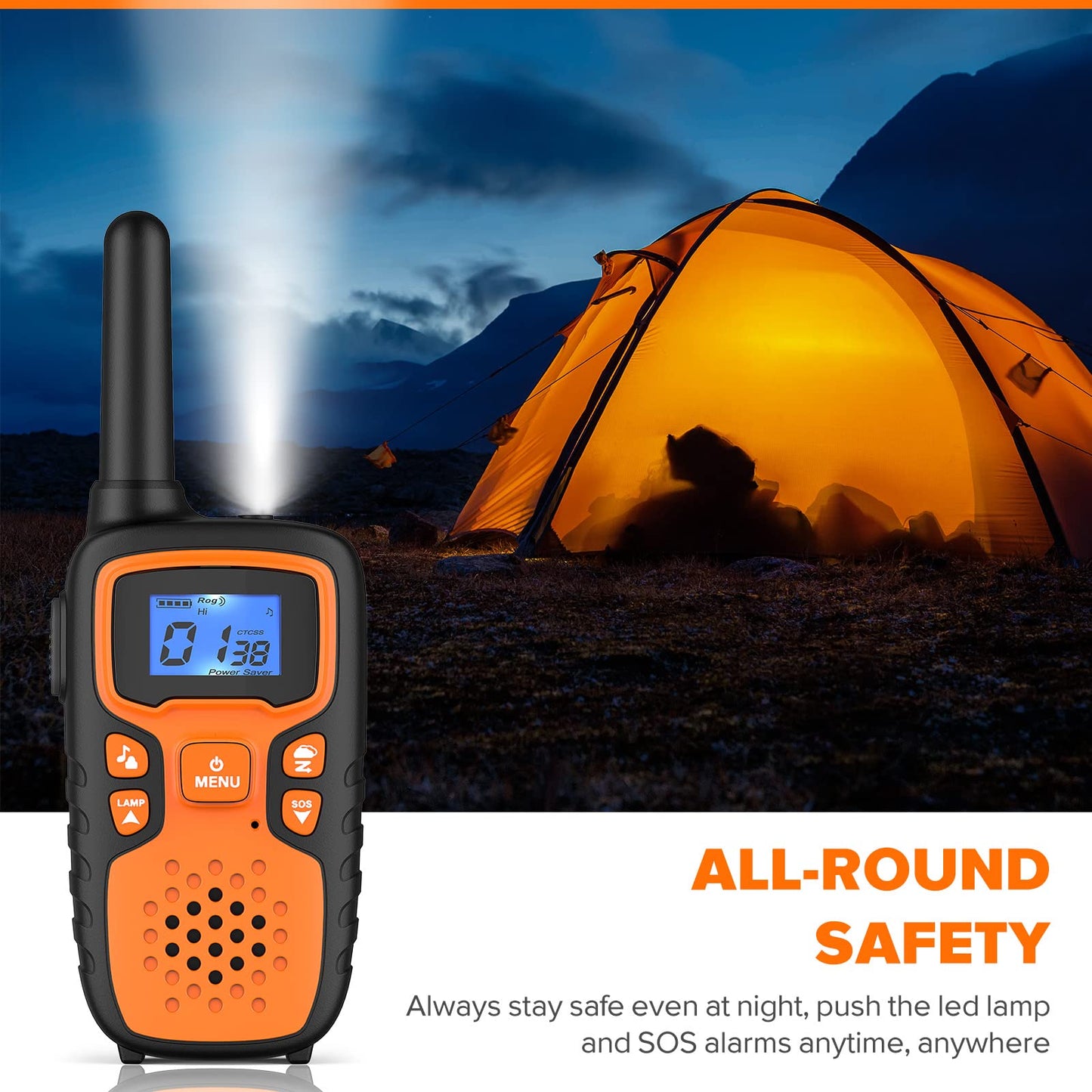 Wishouse Walkie Talkies for Adults Long Range-Rechargeable 4 Pack 2 Way Radios, Hiking Accessories Camping Gear Xmas Birthday Gift for Kids Family with Lamp,SOS Siren,NOAA Weather Alert,Easy to Use