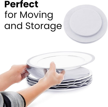 Felt Plate China Storage Dividers Dish Protectors (WHITE, 48 LARGE)