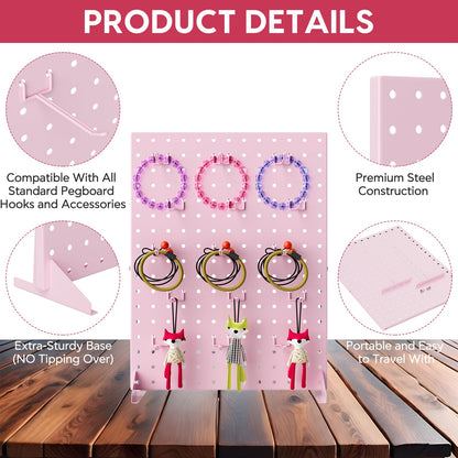 SIBRANT 2Pcs Peg Board Display Stand with 15 Hooks, Tabletop Rack for Craft Shows, Jewelry Selling & Vendor Events, Portable Keychain Display for Accessories, Retail Stores & Boutiques(17 * 13Inch,