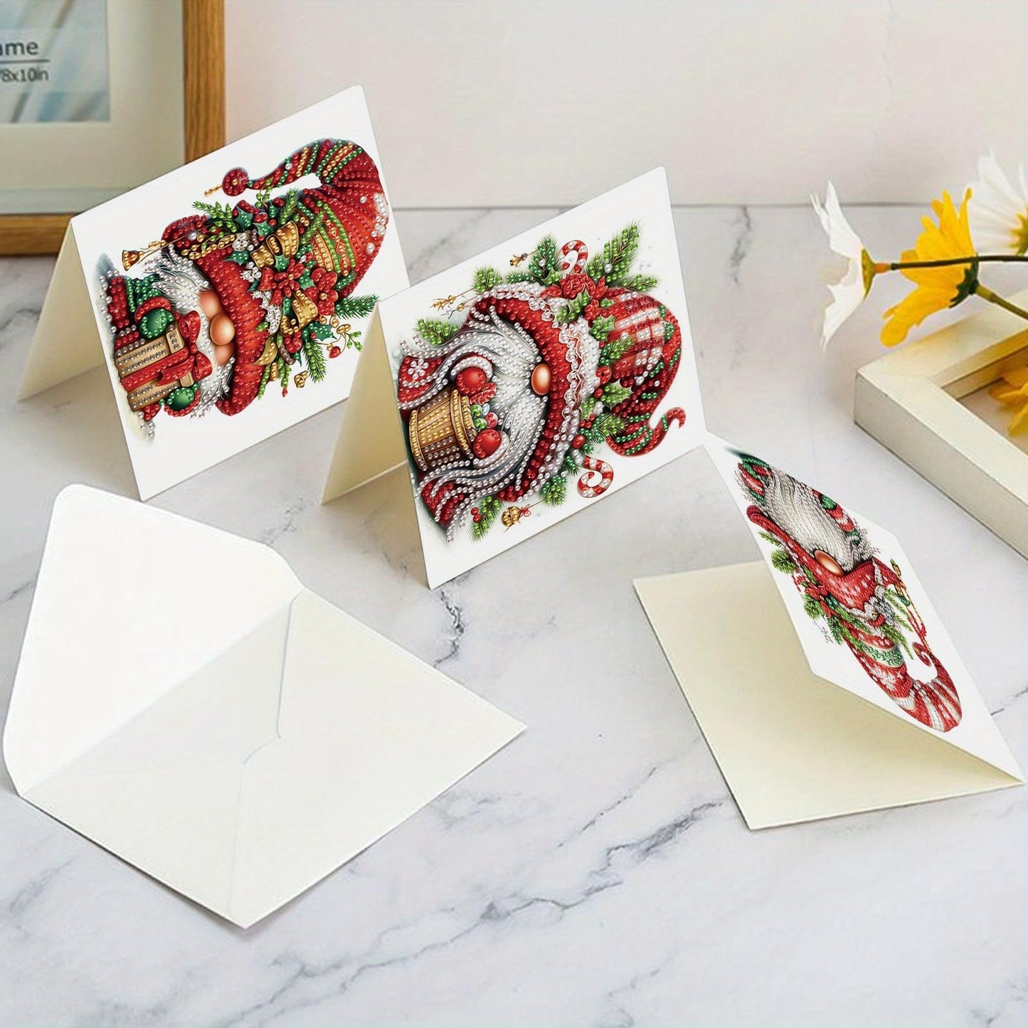 LumiCraft 6 Packs Merry Christmas Diamond Art Painting Greeting Card Kits, Gnomes Diamond Art Card with Envelope, DIY Craft Diamond Greeting Card Art Kits for Christmas