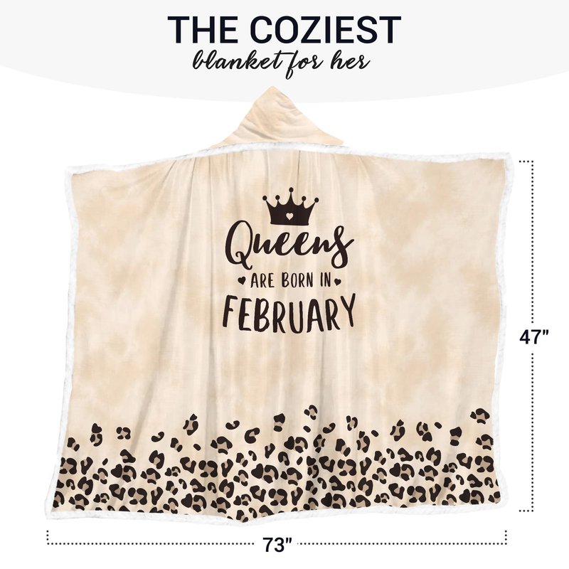 Vprintes February Queens Wearable Blanket - Women Gifts for Birthday - Birthday Gifts for Women, Gifts for Sister Mom Daughter Grandma Female Wife