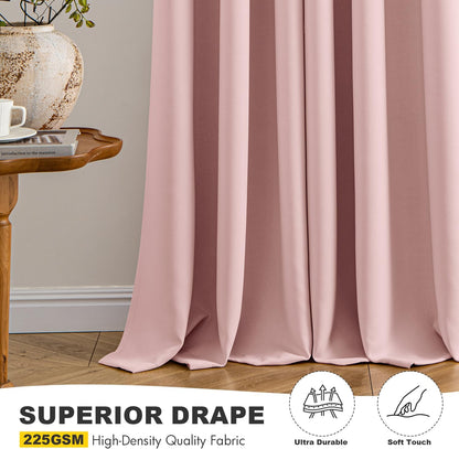 MIULEE Baby Pink Blackout Curtains - Thermal Insulated Room Darkening Drapes | 63 Inches Long, 2 Panels
