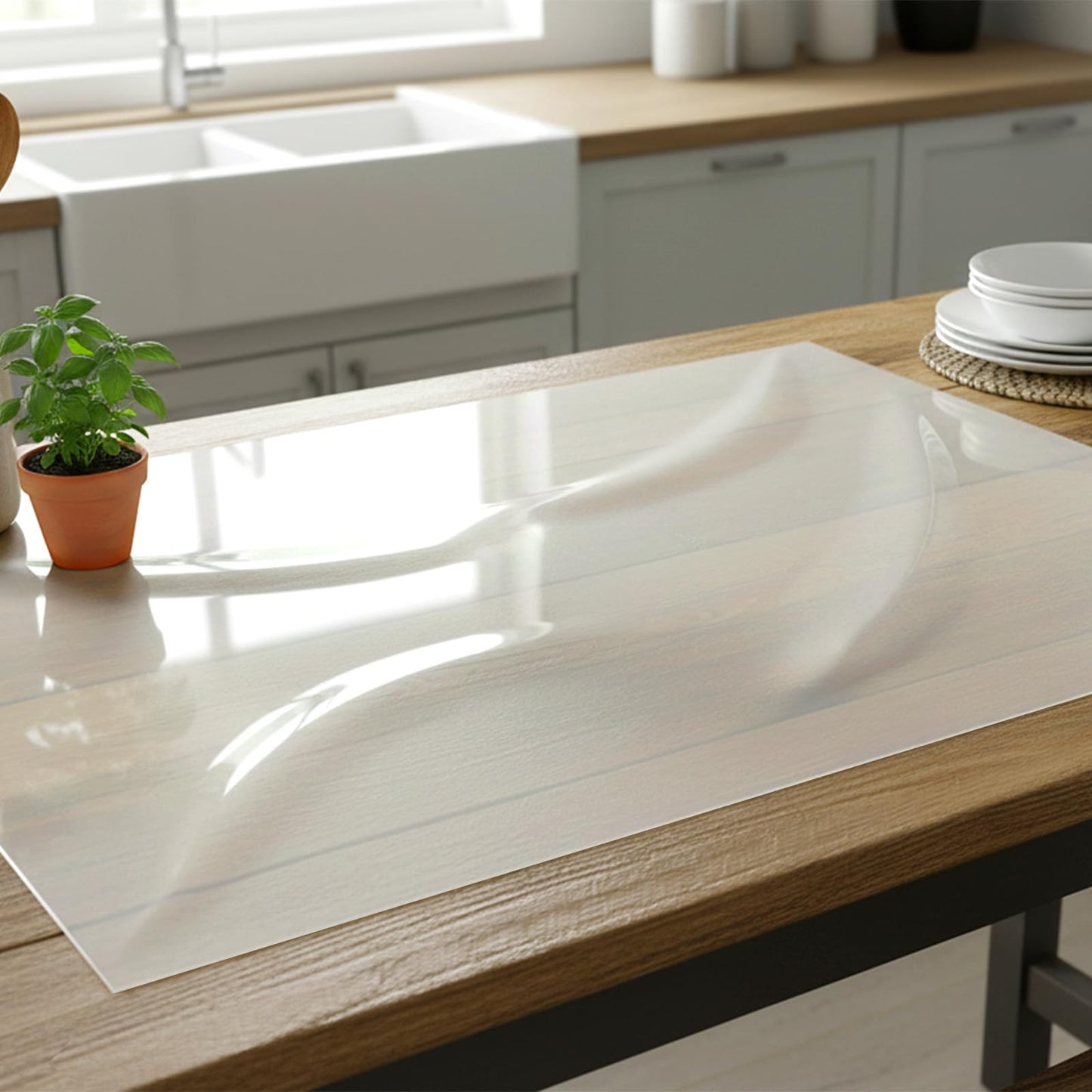 2 Pack Extra Large Silicone Mat, 24 x 36 Inches Non-Slip Heat Resistant Table Protector Clear Silicone Mat for Kitchen Counter, Painting, Clay, Projects, Arts and Crafts (Translucent)