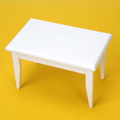 Miniature Dollhouse Dining Table and Chairs – Set 5pcs 1/12 Scale for Doll House, White Wooden Furniture Model, Mini Classic Decoration Accessories DIY Hobby Gift for Kitchen, Breakfast Room