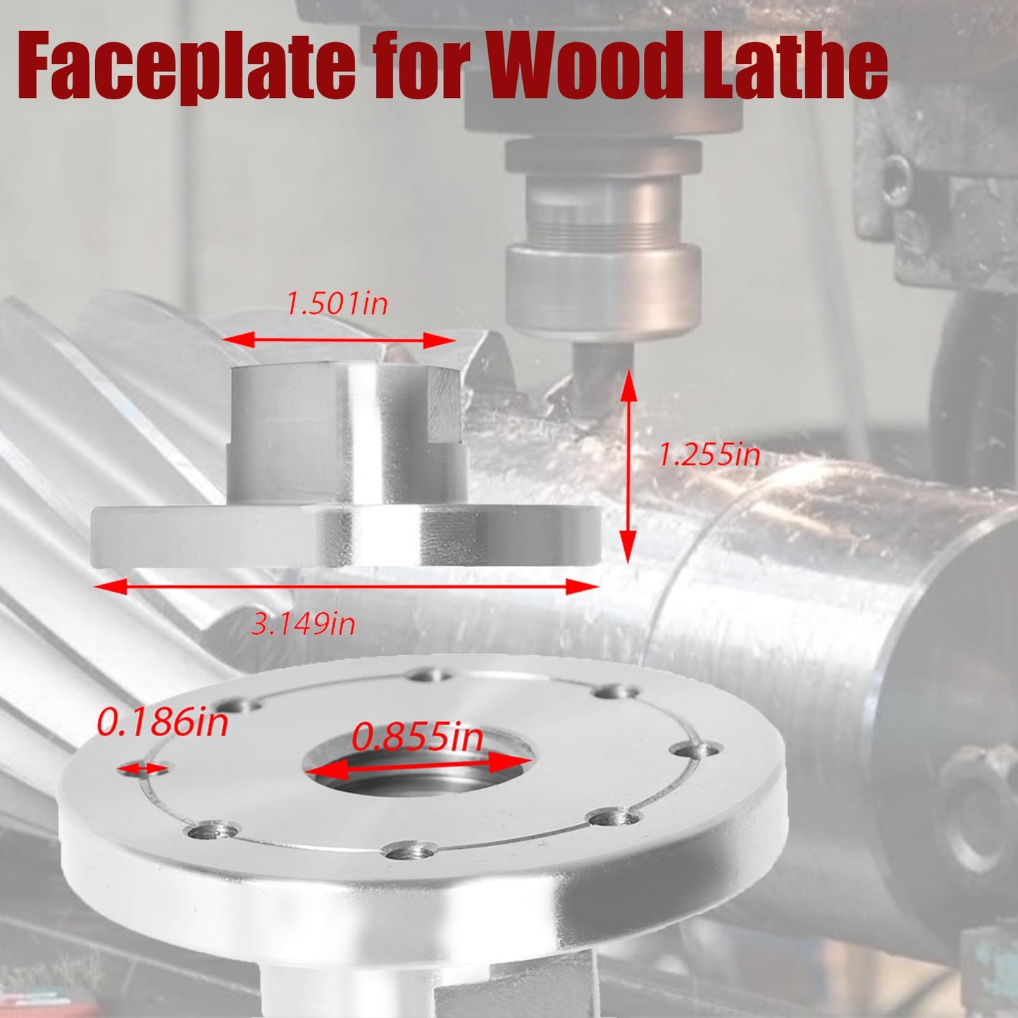 findmall 3 Inch Lathe Faceplate Steel Wood Lathe Face Plate for 1Inch x 8 Tpi Spindle Without Screwchuck