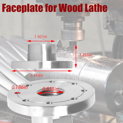 findmall 3 Inch Lathe Faceplate Steel Wood Lathe Face Plate for 1Inch x 8 Tpi Spindle Without Screwchuck