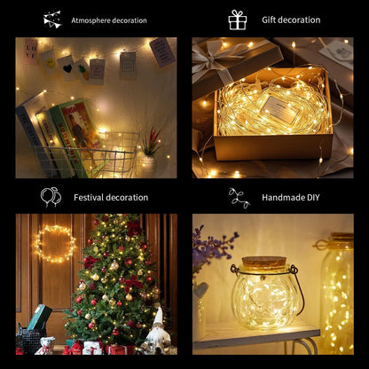 Skiennix 20 Pack LED Mini String Lights - 3.3ft Copper Wire with Firefly & Starry Effects | Warm White for Weddings, Christmas & Decor