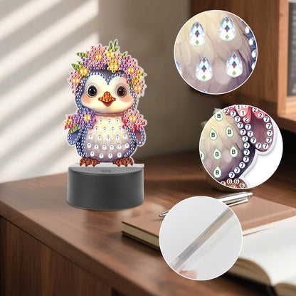 JZHYOAN Owl Diamond Painting Night Light for Adult DIY Animal Light Board Diamond Art Table Lamp Gift Gem Painting Table Lamp Mosaic Cross-Stitch Set Gift for Table Desk Bedroom