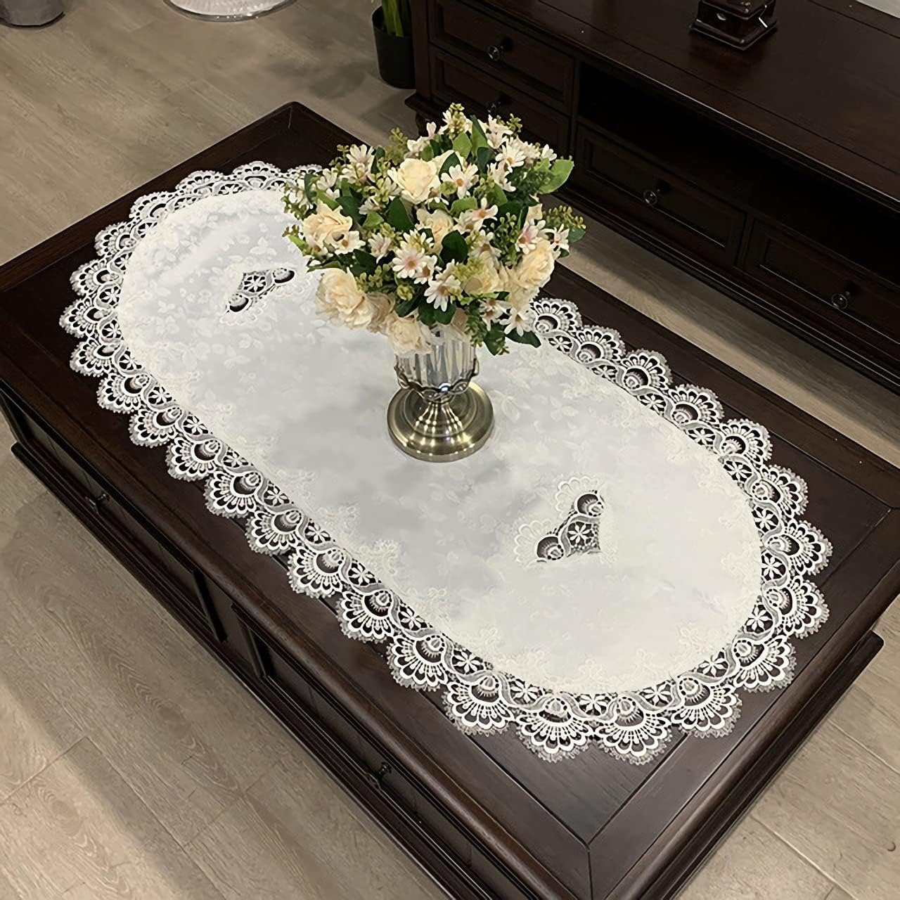 19.743.3 Inch Coffee Tablecloth for Living Room Center Table Doilies Embroidery Lace Tablecloth Home Dining Coffee