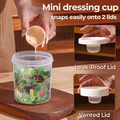 2 Pack 27 oz, ComSaf Overnight Oats Containers with Lids Plastic Yogurt Parfait Cups with Folding Spoons to Go, Salad