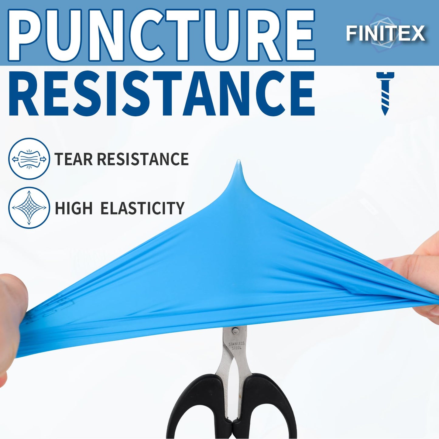 FINITEX Blue Disposable Nitrile Exam Gloves - 200 PCS/BOX 3.5mil Rubber Powder-Free Latex-Free Medical Examination Home Cleaning Food Gloves, X-LARGE