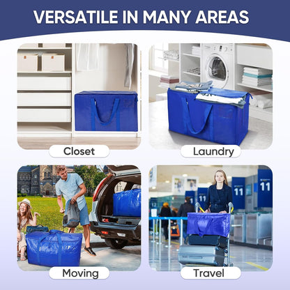 TICONN Extra Large Moving Bags - Heavy-Duty Storage Totes with Zippers & Handles | 18 Gallon, 2 Pack