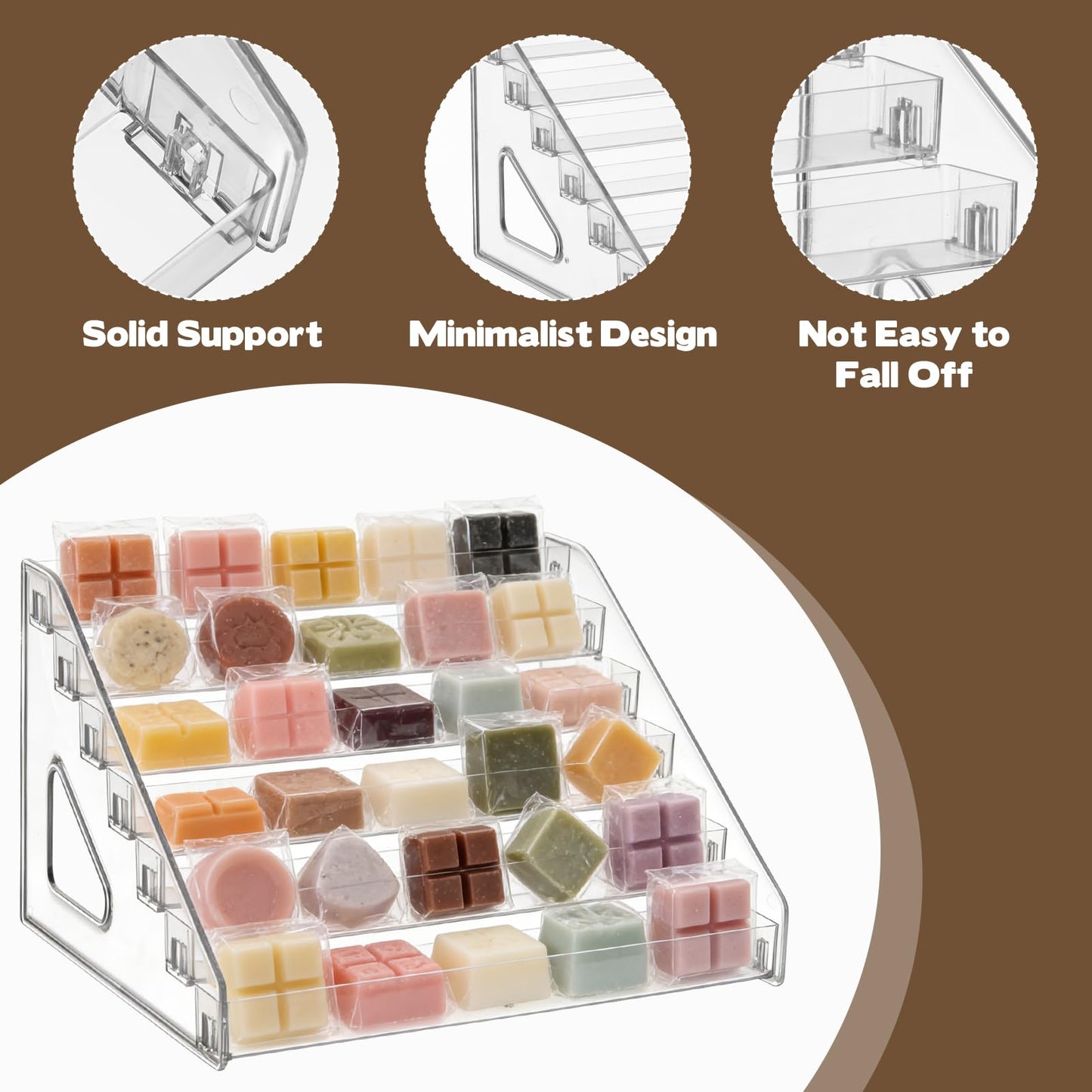 2 Pack 12”Wax Melt Holder Display 7 Tier Clear Acrylic Riser Display Stands Perfume Organizer for Vendor Craft Show Clear Acrylic Display Shelf Wax Melts Storage for Wax Tarts Block Clamshells Candles