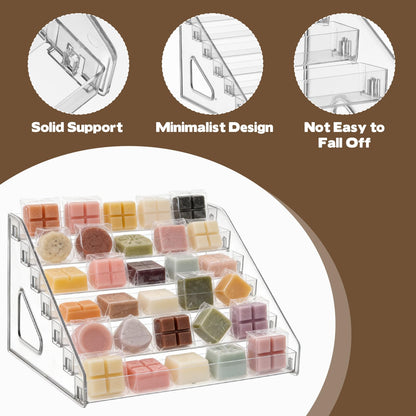 2 Pack 12”Wax Melt Holder Display 7 Tier Clear Acrylic Riser Display Stands Perfume Organizer for Vendor Craft Show Clear Acrylic Display Shelf Wax Melts Storage for Wax Tarts Block Clamshells Candles