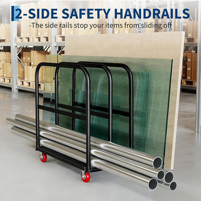 2000lbs Heavy Duty Folding Platform Cart - 37x24 Steel Flatbed - Dual Side Handrails - 5" 360° Swivel Casters (2 Brakes) - Ergonomic Rolling Computer Tower Dolly - Office, Warehouse,