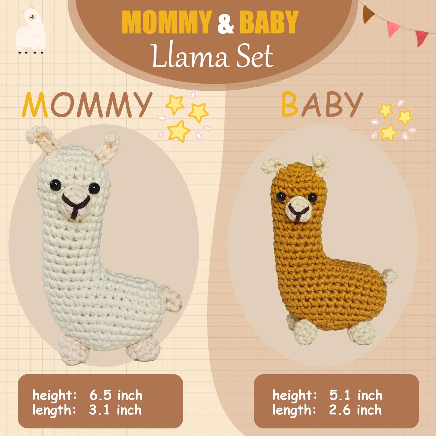Araeknotta Crochet Kit for Beginners with Easy to Use Yarn, Crochet Hooks, Video Tutorial, Animal Amigurumi Craft Gift for Kids Women Adults (Llama 2 Pack)