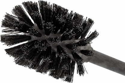 BROOKSTONE Toilet Brush and Holder Set for Bathroom with Splash Guard for Deep Cleaning, Compact and Space Saving Stylish Toilet Bowl Cleaners, Bronze