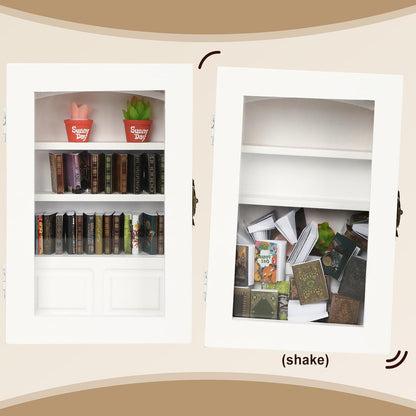 24 Anxiety Bookshelf with Real Mini Books, Unique Mini Book Shelf, Miniature Library Gifts for Book Lovers, Anxiety