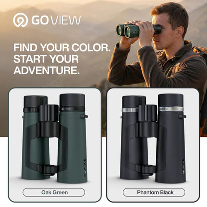 GOVIEW ZOOMR 10x42 Binoculars — Lightweight, Durbale Binoculars for Adults w/Smartphone Adapter GFRP Housing, Anti-Fog & Multi-Coated Lens — for Birdwatching, Wildlife, Boating, Oak Green