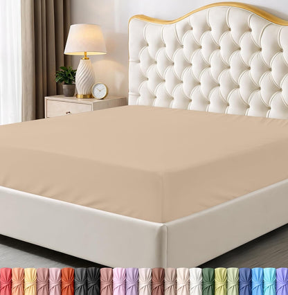 Utopia Bedding Full Fitted Sheet - Soft Microfiber - Deep Pocket - Fade Resistant - Beige