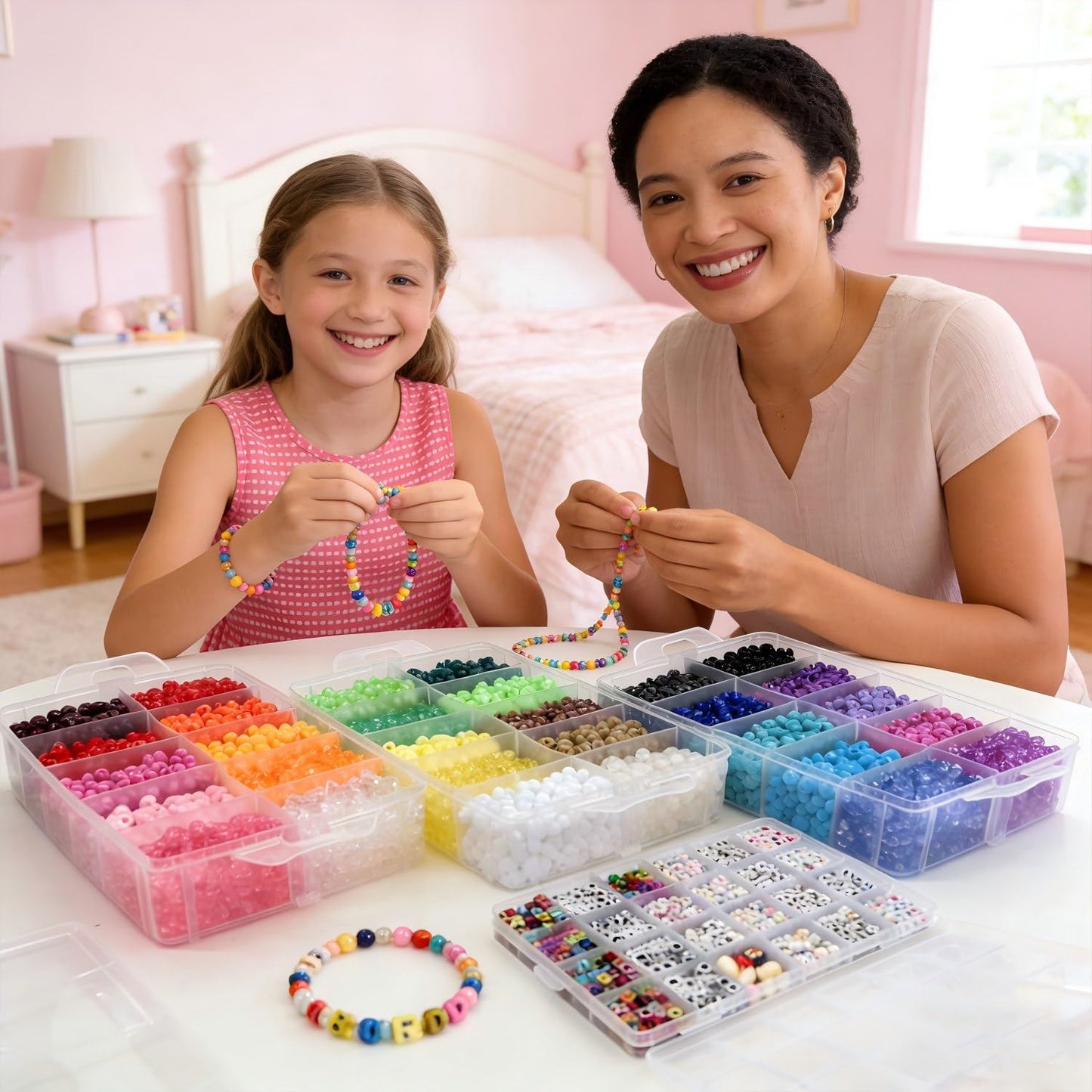 LIS HEGENSA 30 Color 12800PCS+ Kandi Pony Beads Bulk,Bead for Necklace Jewelry Making Hair Braiding Keychain Bracelets Making Kits,Pet Art Beads for Crafts Braids Girls
