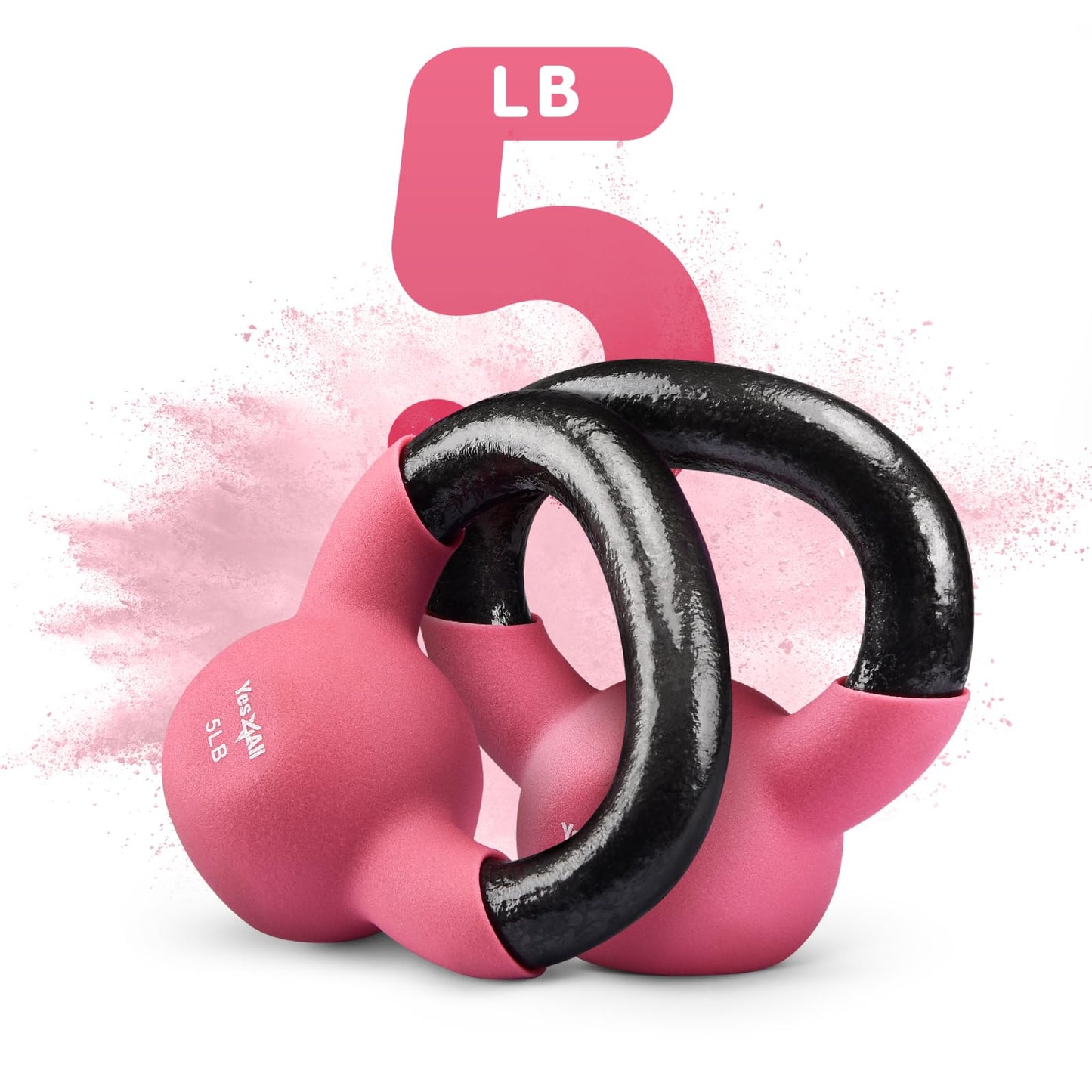 Yes4All Kettlebell, 5-65 LB Neoprene Coated Cast Iron Kettlebells, Wide Grip Handle & Flat Bottom for Swings, Squats, Deadlifts, Push Ups & Full Body Training at Home Gym - Single & Set