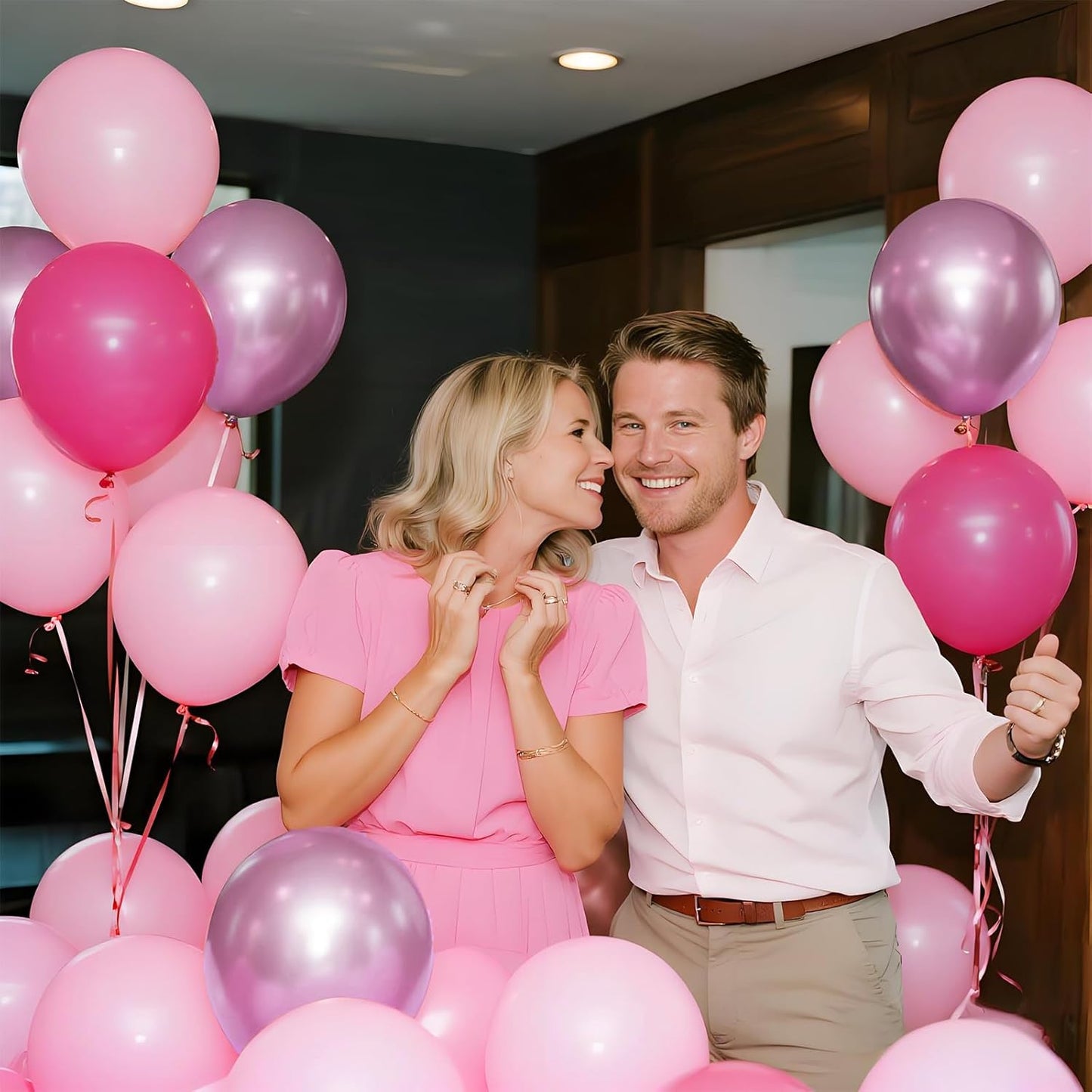 Skiennix 12-Inch Pink Balloons - Hot Pink & Metallic for Birthday, Wedding, Baby Shower Decor