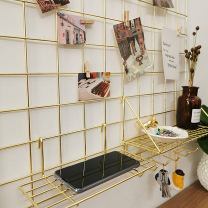 Yash Metal Wire Grid Panel, Display Organizer for Postcard, Wall Artwork for Home Office Living Room (Pack of 2 Pcs)