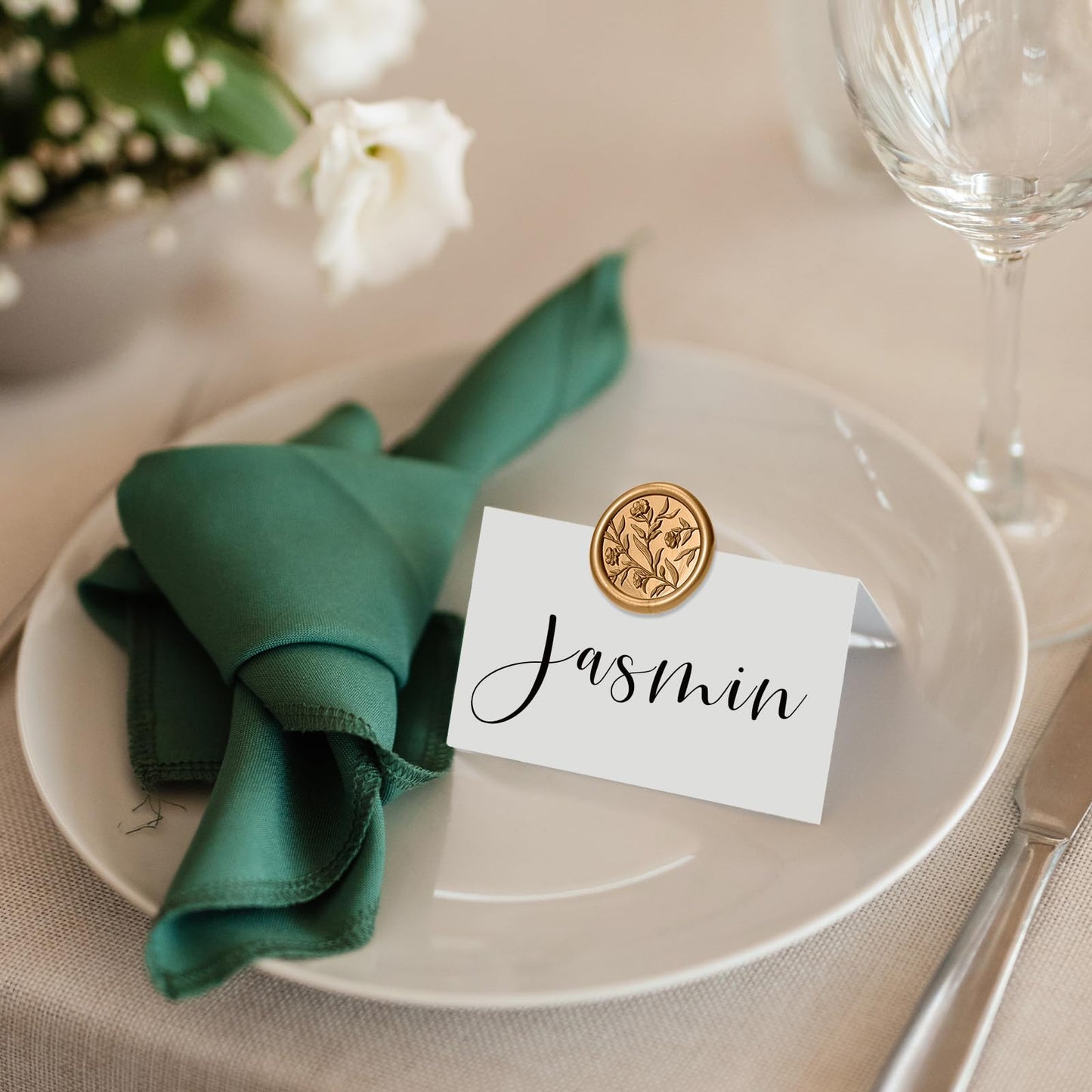 UNIQOOO Wax Seal Stickers - 3D Floral Wedding Invitation Envelope Seal Sticker, 50 Pcs Self- Adhesive Flower Antique Gold Stickers, Perfect for Invitation, Christmas, Gift Wrapping