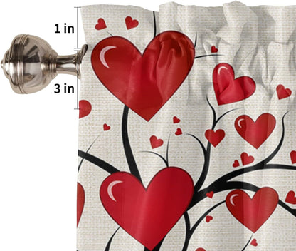 ALAGEO Valentines Day Valances for Windows, Gnomes Love Heart Valance Window Treatments for Kitchen Bathroom 54 x 18