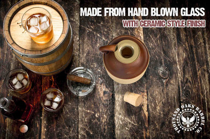 XXX Glass Moonshine Jug (750ml) - Traditional Old Style, Engraved Glass Liquor Whiskey Decanter Bottle w/Natural Cork Stopper and Finger Ring - Moonshine Gifts for Men (B271)