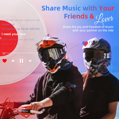 Moman Motorcycle Intercom, H2S Motorbike Helmet Headset 2-Way 1000M Communication System with Triple Noise Cancellation Audio Multitasking Hi-Fi Stereo Music Sharing FM AI Voice Waterproof, 2 Pack