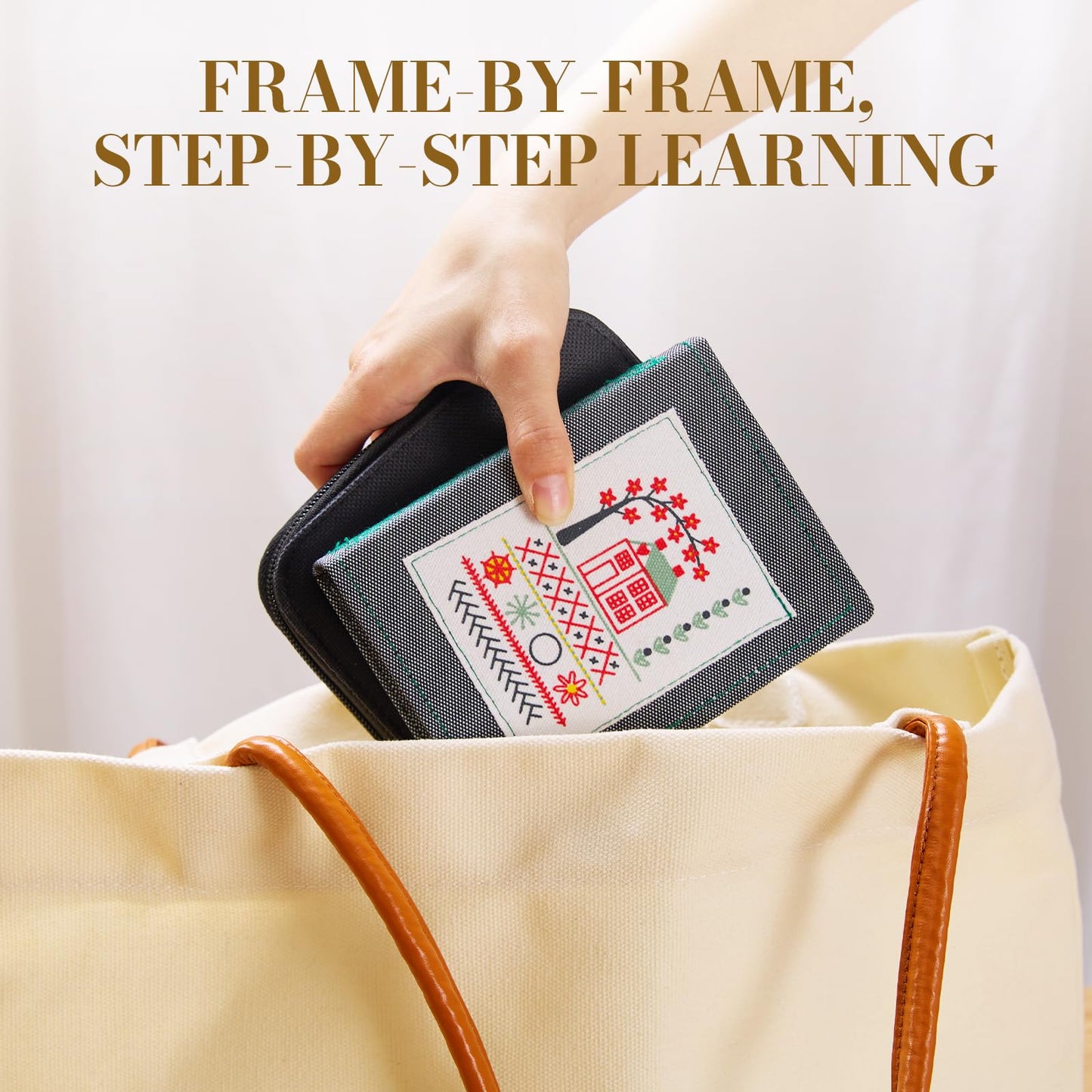Btesilm Embroidery Stitch Book Set, Including 106 Universal Stitch Diagrams and 86 Sewing Tools, Suitable for Adults, DIY Craft Enthusiasts, and Beginners