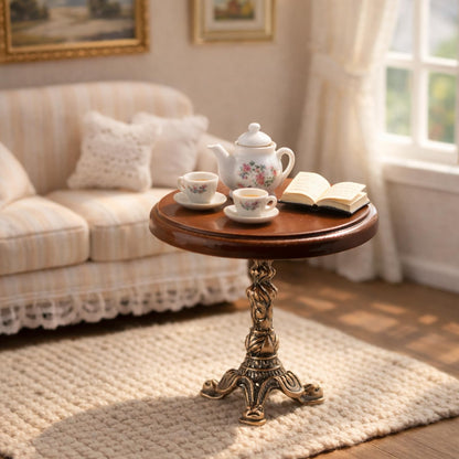 LUOZZY Miniature Wooden Round Table Model for 1:12 Dollhouse Accesories Miniature Side Table Dollhouse Furniture Decoration