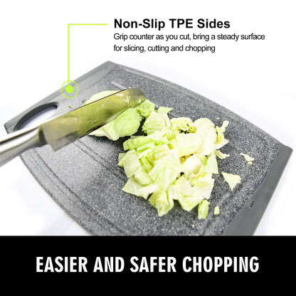 Extra Large Plastic Cutting Board, 16" Non-Slip Cutting Board for Meat, Thicker Kitchen Chopping Board, Unique Design with Multiple Juice Grooves! BPA Free, Dishwasher Safe, Easy Grip Handle (Grey)