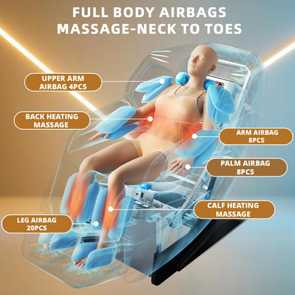 HealthRelife 4D Massage Chair Full Body Zero Gravity Recliner - 55“ SL-Track,15 Auto Modes,11 Massage Technique,40 Airbags Massage,with Yoga Stretch,APP Control,Shiatsu Foot Massage(Coffee)