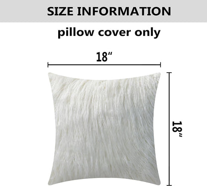 Home Brilliant 18x18 Fur Pillow Covers, Decorative Throw Pillow Covers Set of 2, Fluffy White