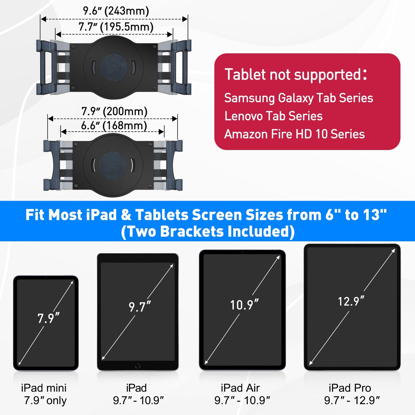 AboveTEK Retail Kiosk iPad Stand, 360° Rotating Commercial POS Tablet Stand, Fits 6"-13" (Screens) iPad mini Pro-Business Swivel Tablet Holder, for Store Office Reception Kitchen Desktop (Black)