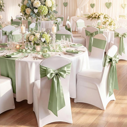 Suncalla Large Sage Green Satin Bow Decorations - 3 Pcs | 2 FT Hanging Wall Decor for Weddings & Parties
