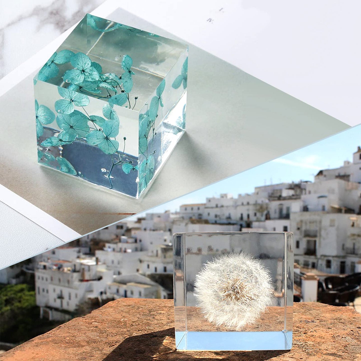 Large Square Resin Molds-Large Cube Silicone Casting Molds for DIY Art Epoxy Resin,Transparent Deep Square Silicone Molds for Resin Casting,4 Inch and 3Inch,2 Pack