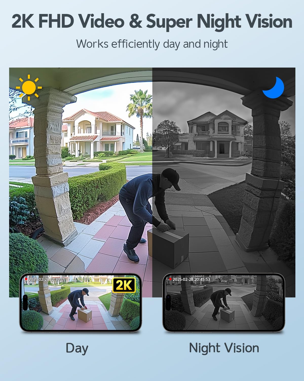 XTU Wireless Video Doorbell Camera, 180° Head-to-Toe Video, Live View with Two-Way Talk, 2.4G Wi-Fi Doorbell Camera with Chime, Local/Cloud Storage, Human Detection, Works with Alexa & Google Home